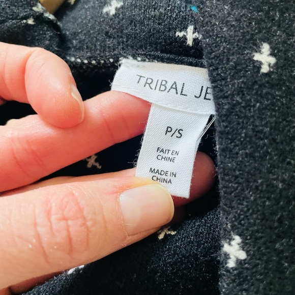 Tribal Jeans Black & Cream Hearts and Dots Turtleneck Sweater - Picture 10 of 10